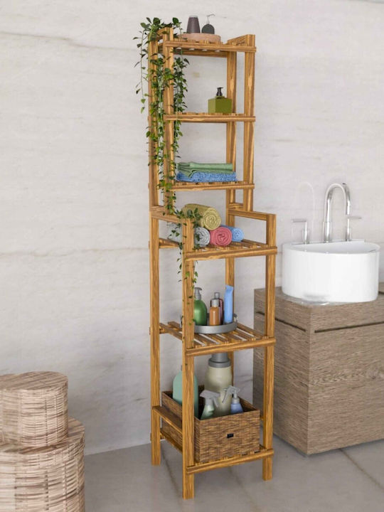 Ξύλινη Ραφιέρα Μπάνιου & Κουζίνας 5 Ράφια – Μασίφ Πεύκο