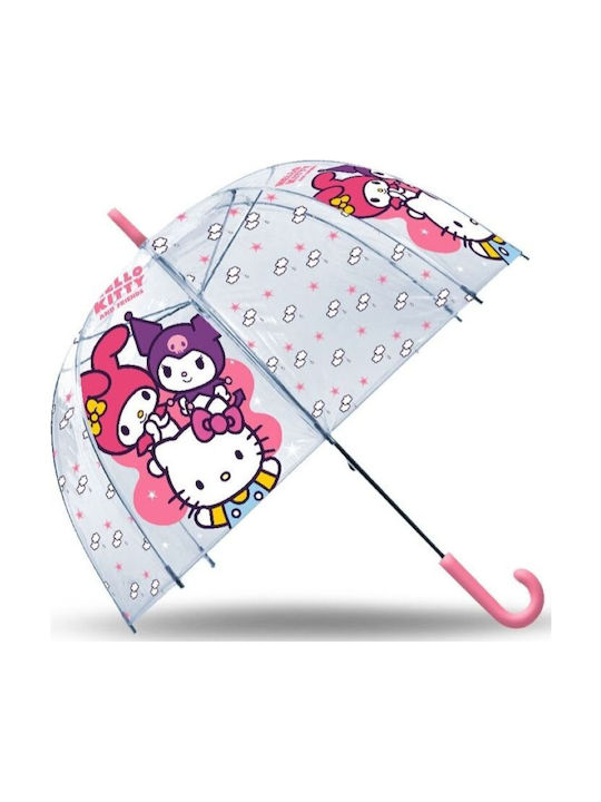 Hello Kitty Παιδική Ομπρέλα Μπαστούνι Πολύχρωμη με Διάμετρο 46εκ. HK50195