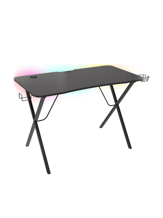 Γραφείο Gaming Holm 200 Ξύλινο Μαύρο με Μεταλλικά Πόδια, LED & USB θύρες 113x60x75εκ. NDS-1606