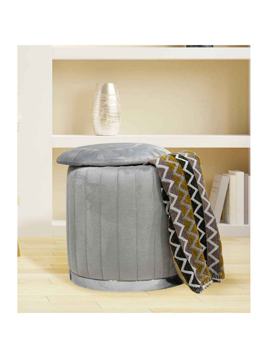 Μοντέρνο Στρογγυλό Πουφ Αποθηκευτικό Χώροασημι38x38cm