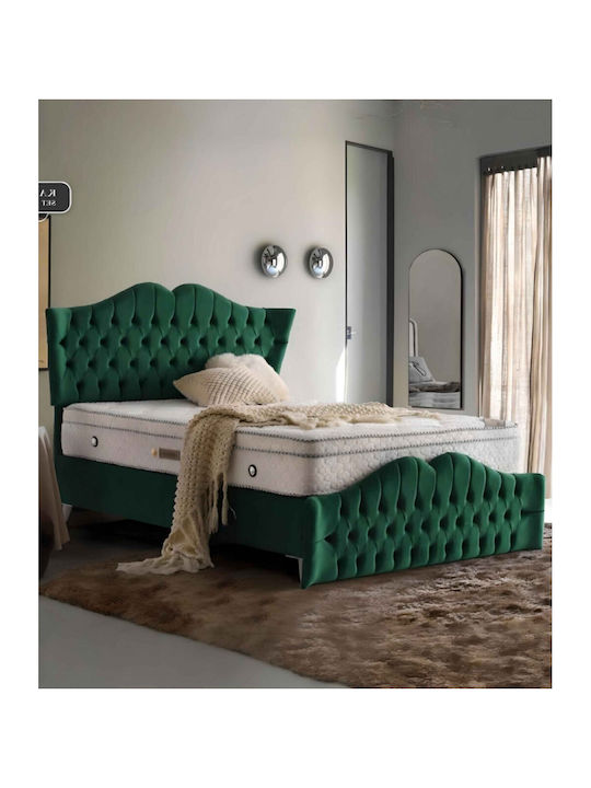 Διπλό Βελούδινο Κρεβάτι Αποθηκευτικό Χώρο Δεπόζιτο Πράσινο 160x200cm