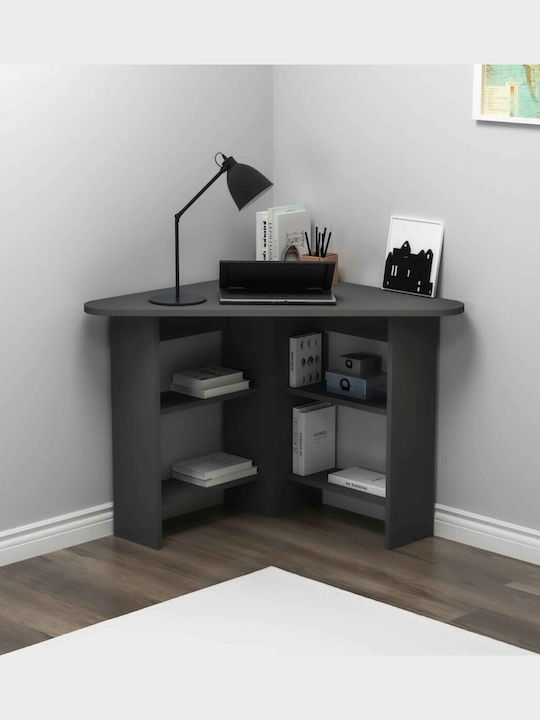 Γωνιακό Γραφείο Ράφι Αποθήκευσης Ανθρακί80x80x73.8cm
