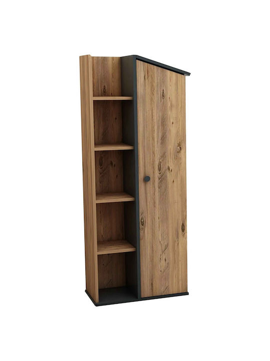 Βιβλιοθήκη 5 Ραφιών Κάλυμμα Πευκο Ανθρακι