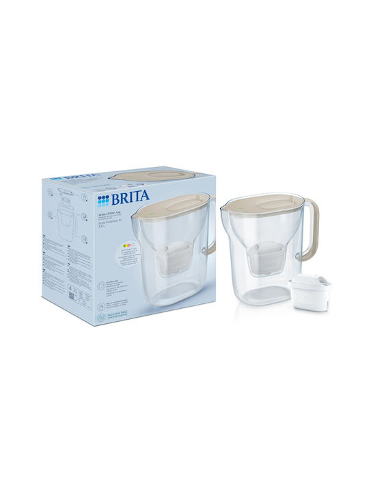 Brita Style Essential Xl Sandy + Mx Pro Pure Κανάτα Σερβιρίσματος Πλαστική με Φίλτρο 3600ml
