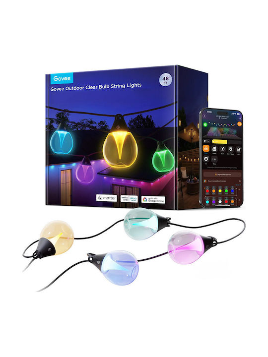 Govee Στεγανή Smart Γιρλάντα Φωτισμού LED IP67 15m RGB H7025CB1