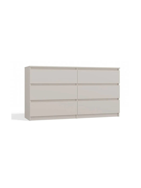 Συρταριέρα Κρεβατοκάμαρας Ξύλινη με 6 συρτάρια Κασμίρ 138x40x75εκ. M-MP-K-MAL-M6/140-KASZ