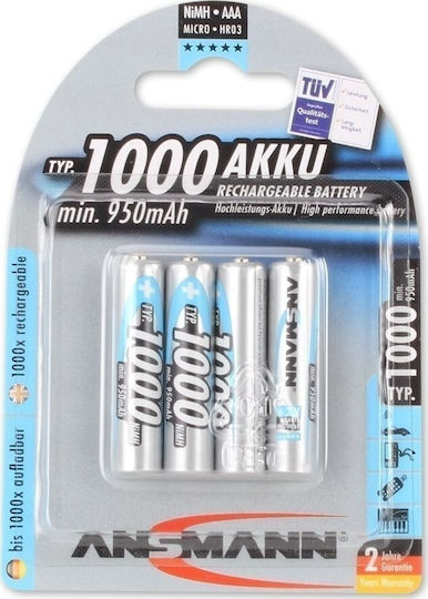 Ansmann Επαναφορτιζόμενες Μπαταρίες AAA Ni-MH 1000mAh 1.2V 4τμχ
