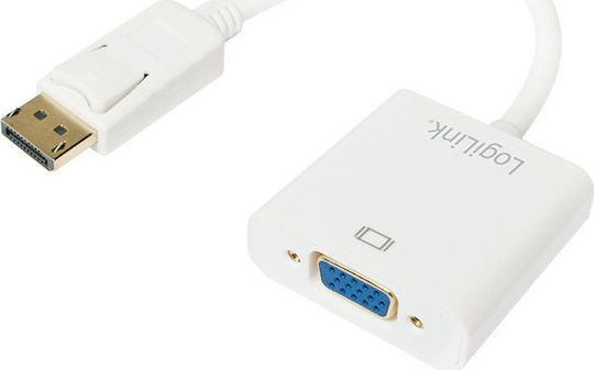 LogiLink Μετατροπέας DisplayPort male σε VGA female Λευκό 1τμχ CV0059B