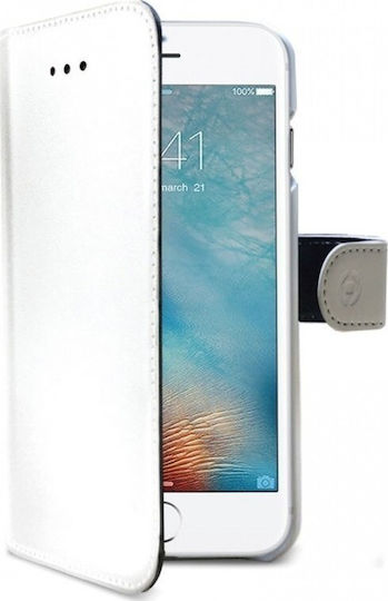 Celly Wally Book Δερματίνης Λευκό (iPhone SE 2022/2020) WALLY800WH