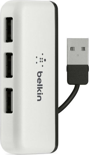 Belkin USB 2.0 Hub 4 Θυρών με σύνδεση USB-A Ασημί (F4U021BT)