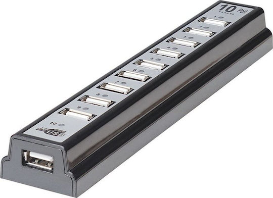 Manhattan IUSB2-HUB10 USB 2.0 Hub 10 Θυρών με σύνδεση USB-A και Εξωτερική Παροχή Ρεύματος (161572)