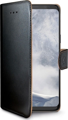 Celly Wally Book Δερματίνης Μαύρο (Galaxy S9) WALLY790