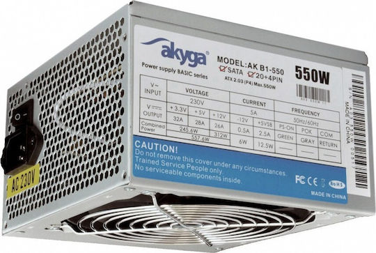 Akyga AK-B1-550 550W Γκρι Τροφοδοτικό Υπολογιστή Full Wired