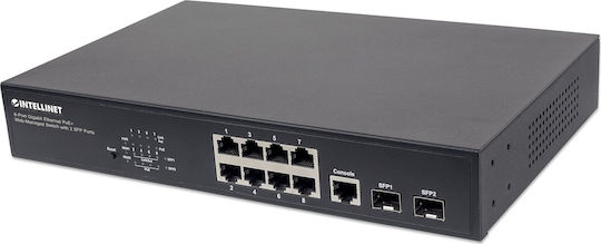 Intellinet 561167 Managed L2 PoE+ Switch με 8 Θύρες Gigabit (1Gbps) Ethernet και 2 SFP Θύρες