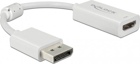DeLock Μετατροπέας DisplayPort male σε HDMI female Λευκό 1τμχ 63936