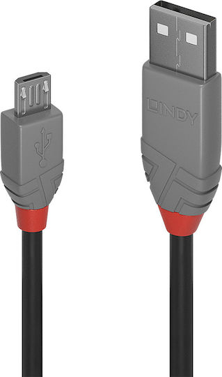 Lindy Regular USB 2.0 to micro USB Cable Γκρι 2m (36733)