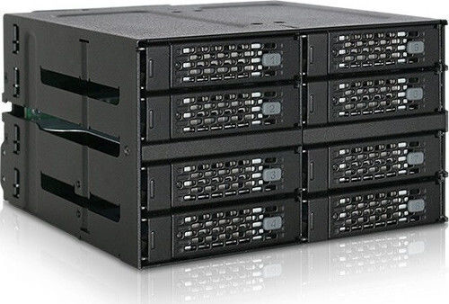 Icy Dock ToughArmor Rugged Full Metal 8-Bay 2.5 Inch SAS/SATA SSD/HDD Backplane Cage for 2x External 5.25 Inch Bay Μαύρο MB508SP-B