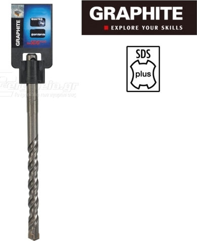 Graphite Τρυπάνι Τετράκοπο SDS-Plus 16x260mm 57H472 Τετράκοπο Διαμαντοτρύπανο Καρβιδίου με SDS Plus Στέλεχος για Δομικά Υλικά 16x260mm 57H472