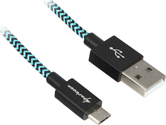 Sharkoon Braided USB 2.0 to micro USB Cable Μπλε 1m
