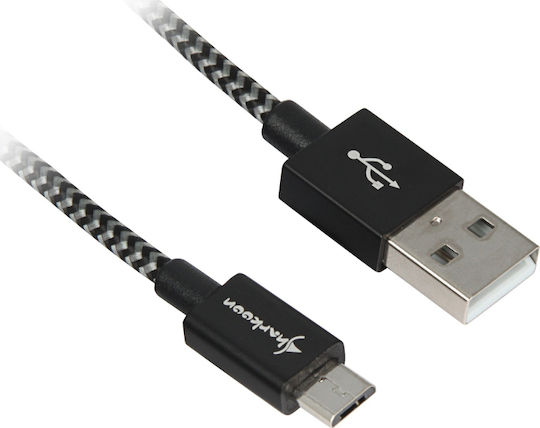 Sharkoon Braided USB 2.0 to micro USB Cable Γκρι 2m 1τμχ
