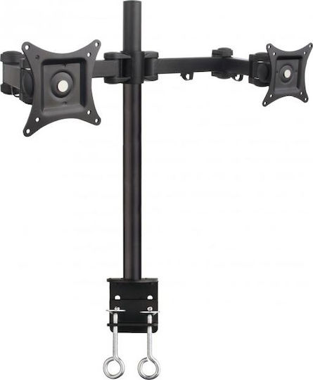 Techly Βάση Γραφείου για 2 Οθόνες έως 27" με Βραχίονα Ασημί (ICA-LCD-482-D)