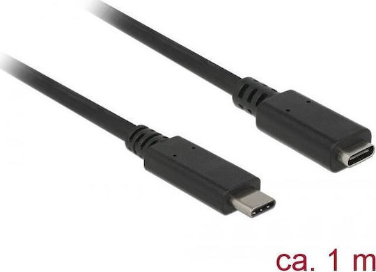 DeLock USB 3.1 Cable USB-C male - USB-C female 60W Μαύρο 1m (85533)