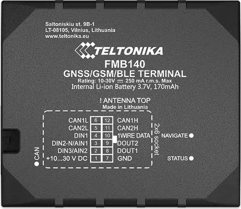 Teltonika GPS Tracker FMB140 GNSS / GSM για Φορτηγά / Αυτοκίνητα