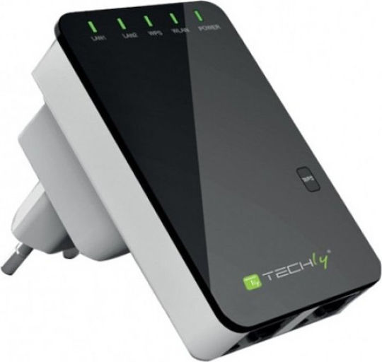 Techly I-WL-REPEATER2 WiFi Extender Single Band (2.4GHz) 300Mbps με 2 Θύρες Ethernet