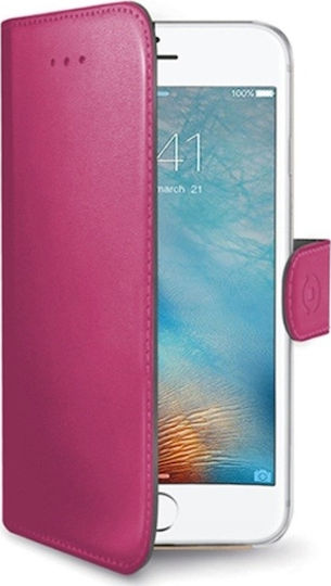 Celly Wally Book Δερματίνης Ροζ (iPhone SE 2022/2020) WALLY800PK