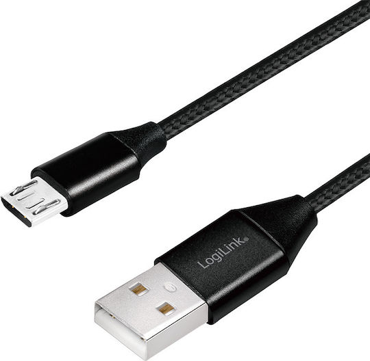 LogiLink Braided USB 2.0 to micro USB Cable Μαύρο 0.3m (CU0143)
