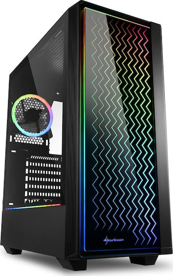 Sharkoon RGB Lit 200 Gaming Midi Tower Κουτί Υπολογιστή με Πλαϊνό Παράθυρο Μαύρο