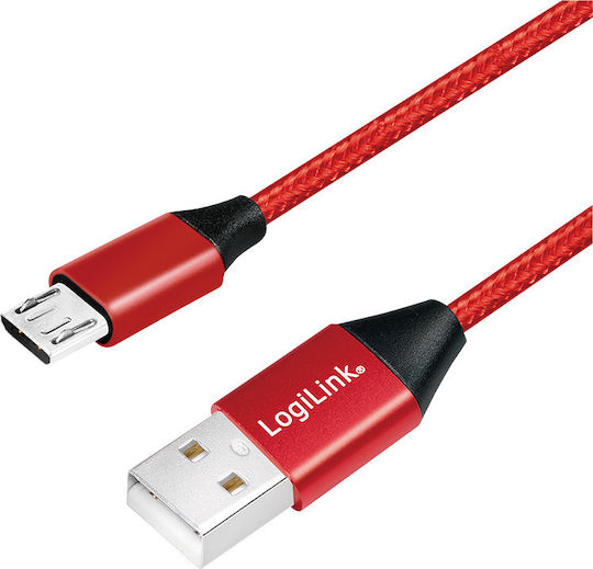 LogiLink Braided USB 2.0 to micro USB Cable Κόκκινο 0.3m (CU0151)