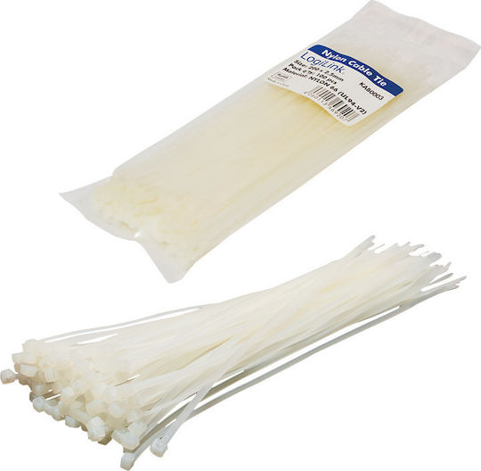 LogiLink Δεματικά Καλωδίων 200x2.5mm Λευκό 100τμχ KAB0003