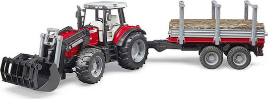 Bruder Massey Ferguson & Frontloader and Timber Trailer Τρακτέρ 1:16 Αγροτικό για 3+ Ετών