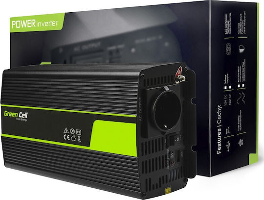 Green Cell Power Inverter Αυτοκινήτου Τροποποιημένου Ημιτόνου 1500W για Μετατροπή 24V DC σε 230V AC με 1xUSB INV23