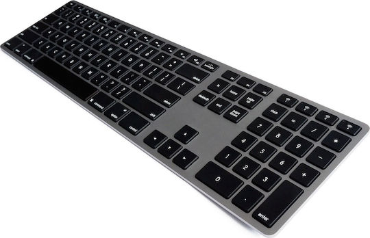 Matias Backlit Wireless Aluminum Keyboard Bluetooth Πληκτρολόγιο Αγγλικό UK Συμβατό με Mac Γκρι