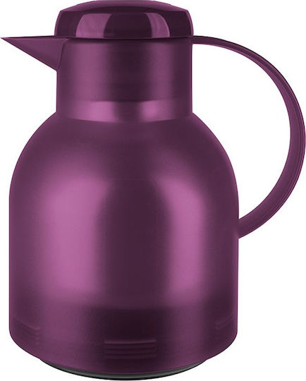 Emsa Samba Vacuum Jug Quick Press Κανάτα Θερμός Πλαστικό 1lt Μωβ με Λαβή