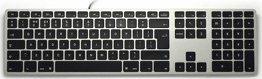 Matias Wired RGB Backlit Aluminum Keyboard for Mac Πληκτρολόγιο Αγγλικό UK Συμβατό με Mac Γκρι