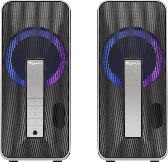 Genesis HELIUM 100BT RGB Ασύρματα Ηχεία Υπολογιστή 2.0 με RGB Φωτισμό και Bluetooth Ισχύος 10W σε Μαύρο Χρώμα