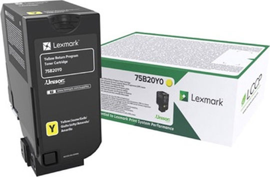 Lexmark 75B20Y0 Γνήσιο Toner Laser Εκτυπωτή Κίτρινο Return Program 10000 Σελίδων