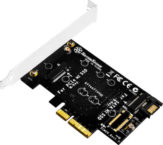 Silverstone Διπλός αντάπτορας M.2 σε PCIe x4 και SATA (SST-ECM20)