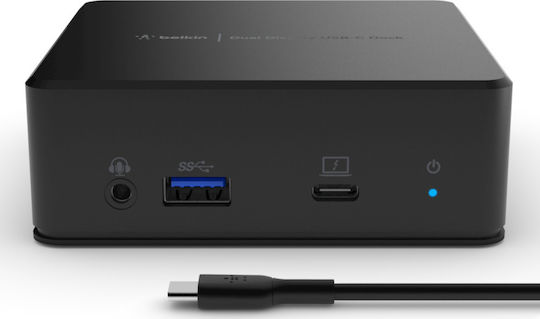 Belkin USB-C Docking Station με HDMI 4K PD Ethernet και σύνδεση 2 Οθονών Μαύρο (INC002VFBK)