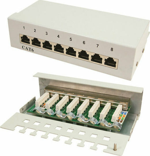 LogiLink Patch Panel Shielded για Rack 1U 8 Θυρών cat6 Γκρι NP0016A