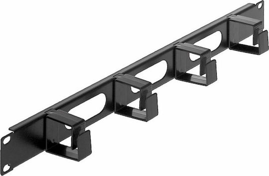 Intellinet 711050 Πάνελ διαχείρισης καλωδίων 1U για καμπίνες 19" με δαχτυλίδια 40 x 33mm Μαύρο