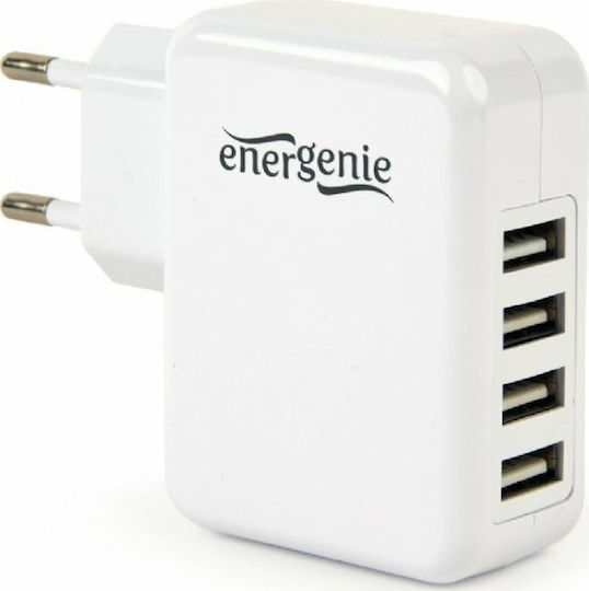 Energenie Φορτιστής Χωρίς Καλώδιο με 4 Θύρες USB-A 15W Λευκός (EG-U4AC-02)