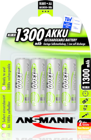 Ansmann Επαναφορτιζόμενες Μπαταρίες AA Ni-MH 1300mAh 1.2V 4τμχ