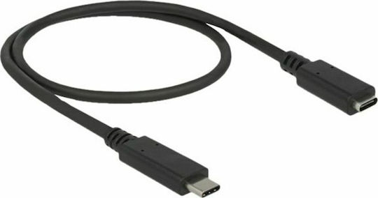 DeLock USB 3.1 Cable USB-C male - USB-C female 60W Μαύρο 0.5m (85532)