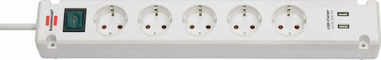 Brennenstuhl Πολύπριζο 5 Θέσεων με 2 USB-A, Διακόπτη και Καλώδιο 3m 1150660325