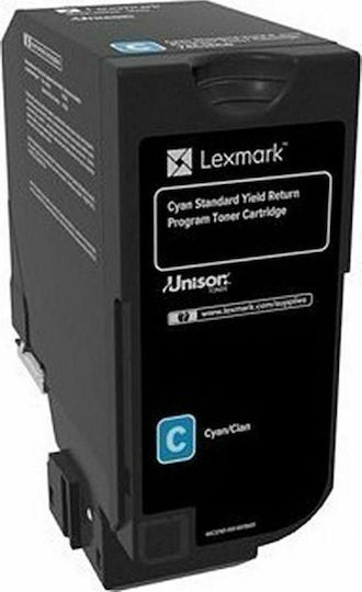 Lexmark 74C2SC0 Γνήσιο Toner Laser Εκτυπωτή Κυανό Return Program 7000 Σελίδων