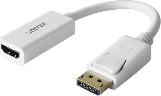 Unitek Μετατροπέας DisplayPort male σε HDMI female Λευκό 1τμχ Y-6332